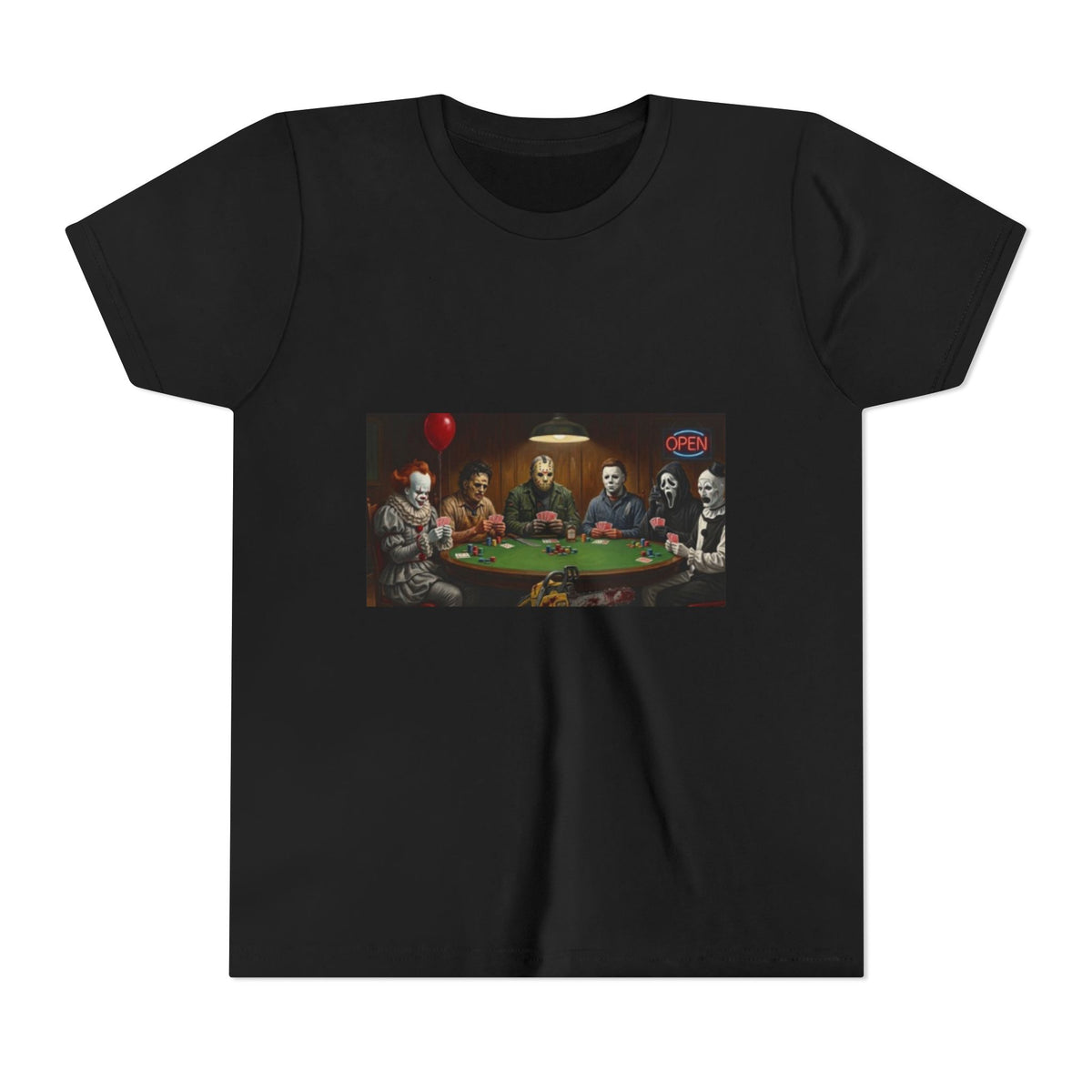Youth tee Poker horror character funny meme