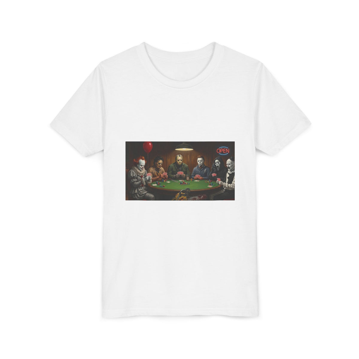 Youth tee Poker horror character funny meme